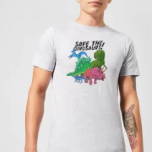 Image of Save The Dinosaurs Mens T-Shirt - Grey - 5XL