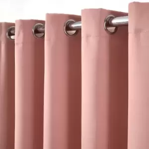 Image of Dreamscene Eyelet Blackout Curtains Pair Of Thermal Ring Top Ready Made Luxury Blush Pink 66" Wide X 90" Drop
