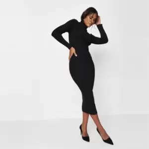 image of Missguided Recycled Roll Neck Midaxi Dress - Black