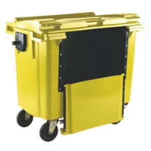Image of Slingsby Yellow 1100 Litre Wheeled Bin With Drop Down Front and Flat Lid 377977