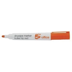 image of 5 Star Office Drywipe Marker XyleneToluene free Bullet Tip 2mm Line Red Pack 12