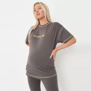 image of Missguided Maternity Contrast Stitch Tee - Black