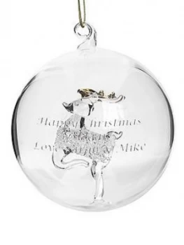 Image of Personalised Reindeer Glass Christmas Tree Bauble