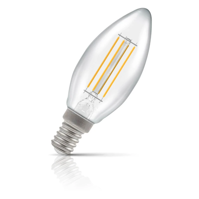 Image of Crompton LED Candle Light Bulb E14 4.2W (40W Eqv) Dim Filament Warm White 2700K Small Screw Clear