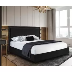 Image of Sensio Upholstered Beds - Plush Velvet, Small Double Size Frame, Black - Black