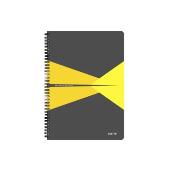 image of Office Notebook A4 Ruled, Wirebound with Polypropylene Cover 90 Sheets. Yellow - Outer Carton of 5