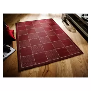 image of Checked Flatweave Red 60cm x 230cm Runner