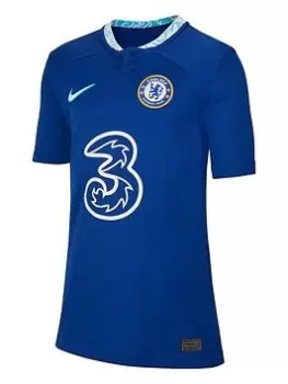 image of Nike Chelsea Youth 22/23 Home Short Sleeved Stadium Jersey, Blue, Size L