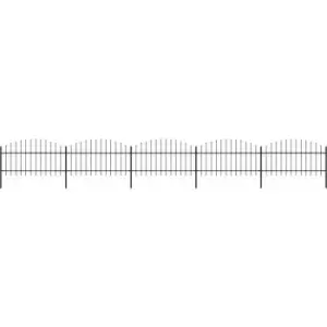 Image of Garden Fence with Spear Top Steel (1-1.25)x8.5 m Black vidaXL - Black