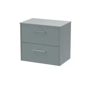 Hudson Reed Juno 600mm Wall Hung 2 Drawer Vanity & Worktop - Coastal Grey