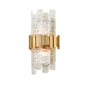 Image of Ciro 2 Light Wall Sconce ANTIQUE Leaf Stainless, Glass