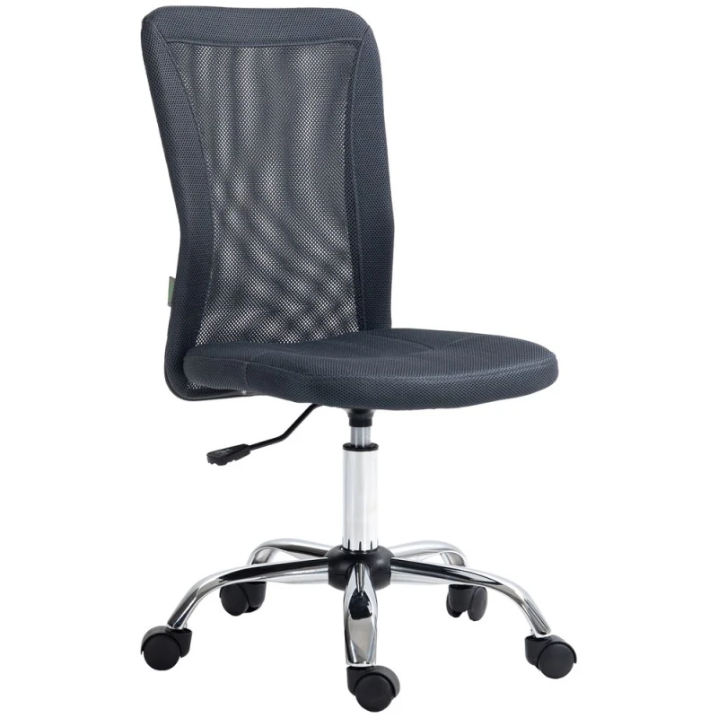 Image of VINSETTO Armless Office Chair Ergonomic Height Adjustable Mesh Back Wheel Dark Grey - Vinsetto 921-226V70CG