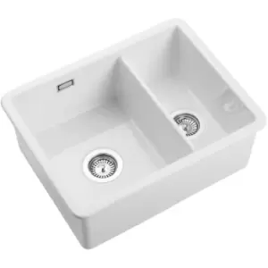 Image of Rangemaster Rustique Kitchen Sink 1.5 Bowl Left Hand Ceramic White FREE Waste