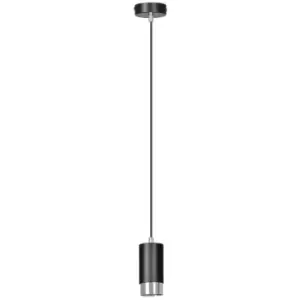 Image of Emibig Fumiko Black/Chrome Slim Pendant Ceiling Light 1x GU10