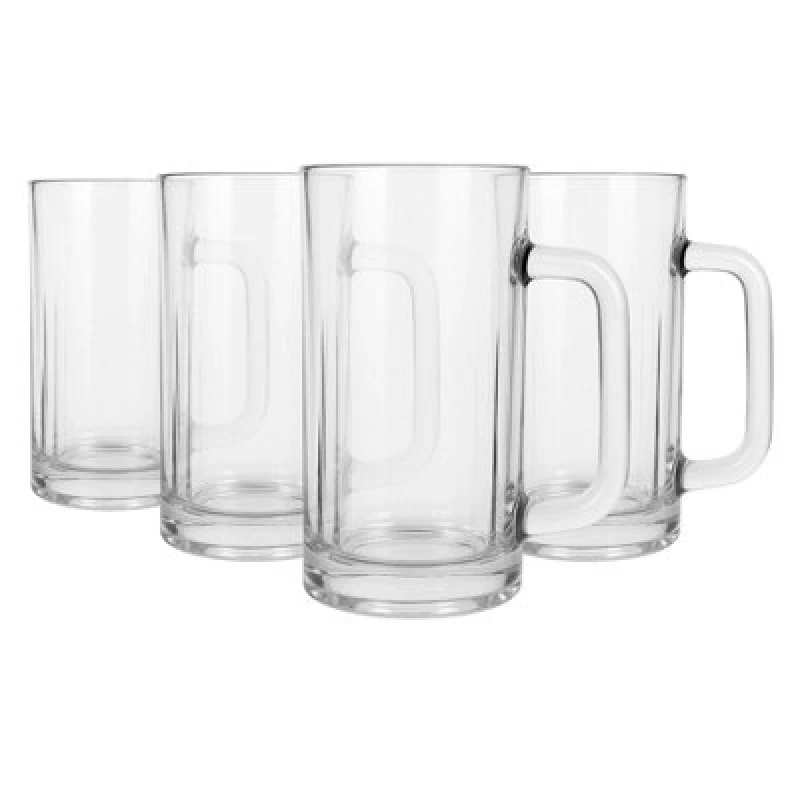 Image of Argon Tableware 540Ml Beverage Mugs - Set Of 4 - Glass Pint Steins With Handle Heavy Duty Soda Lime Glass Drinking Mugs Set