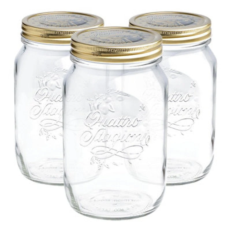 Image of Bormioli Rocco Bormioli Rocco Quattro Stagioni Mason Jars - 1.5 Litre - Pack of 3 Clear