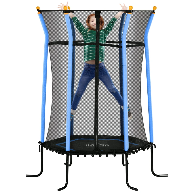 Image of HOMCOM 5.4FT Kids Trampoline With Enclosure Indoor Outdoor Blue Blue