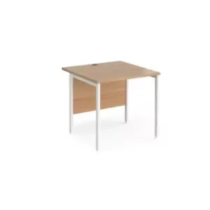 image of Office Desk 800mm Rectangular Desk With H-Frame Leg Beech Tops With White Frames 800mm Depth Maestro 25