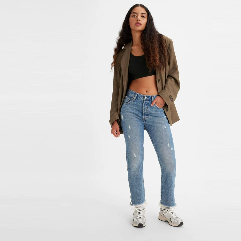 Image of Levis 501 Cropped Jeans - Blue Blue 24 L28