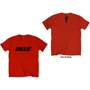 image of Billie Eilish - Racer Logo & Blohsh Unisex Small T-Shirt - Red