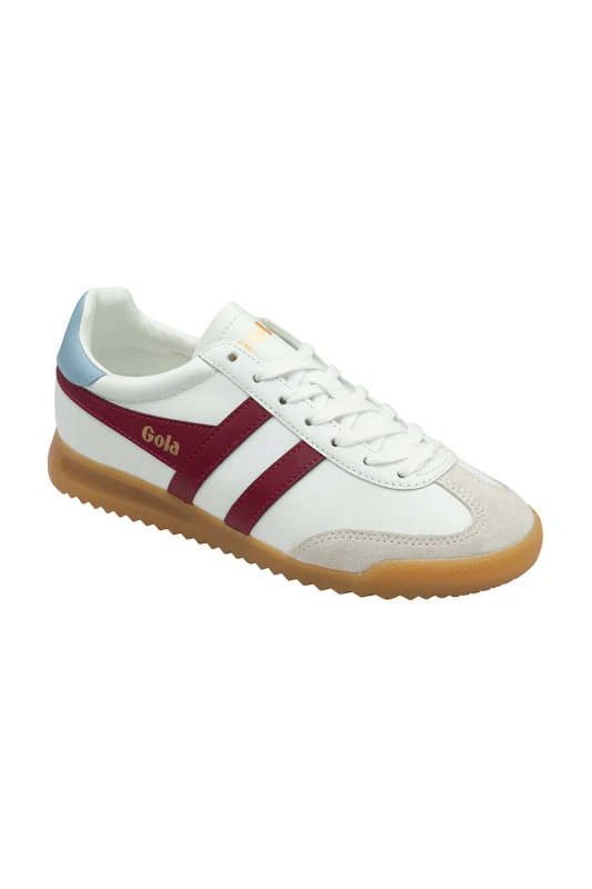 Image of Gola Classics Womens 'Torpedo Leather' Lace-Up Trainers in White Size: 3 White Female 3