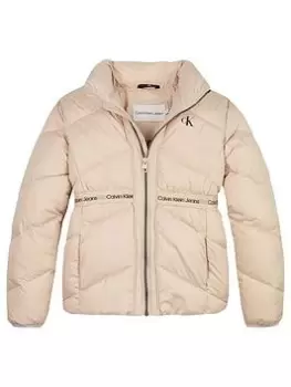 Image of Calvin Klein Jeans Girls Logo Tape Light Jacket - Pale Rose, Pale Rose, Size 10 Years, Women
