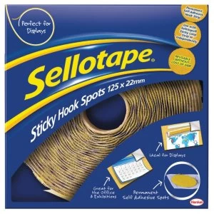 image of Sellotape Sticky Hook Spots 22mm in Handy Dispenser Pack of 125 Spots