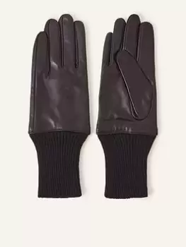 Image of Accessorize Leather Cuff Glove, Black, Size M/L, Women