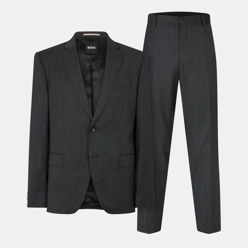 Image of Boss Mens Tailored Fit Canvas Interlining Suits Grey male 34 (44)