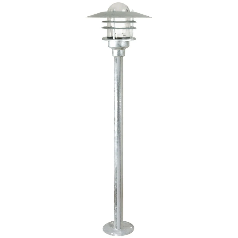 Image of Nordlux Agger Outdoor Garden Post Silver Galvanized steel E27 Coastal/Marine Safe - Mains Powered, IP54 Silver Unisex