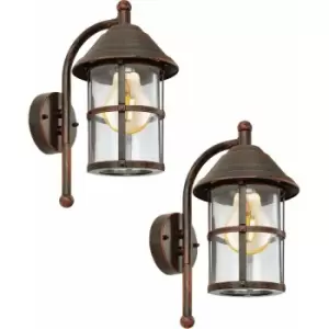 image of Loops - 2 pack IP23 Outdoor Wall Light Antique Brown Zinc Plated Steel 1x 60W E27