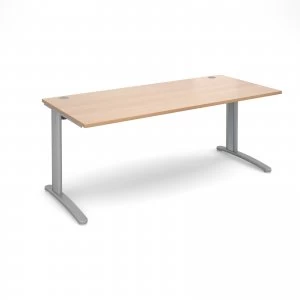 image of TR10 Straight Desk 1800mm x 800mm - Silver Frame Beech Top