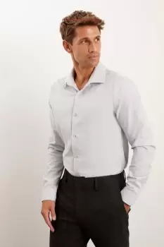 Image of Mens Grey Slim Fit Pure Cotton Twill Shirt