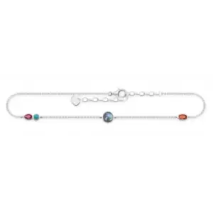 image of Thomas Sabo Sterling Silver Multi Coloured Anklet AK0005-986-7-L27v