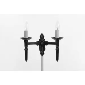 image of Baronial Aged iron wall light 2 bulbs 23.5cm