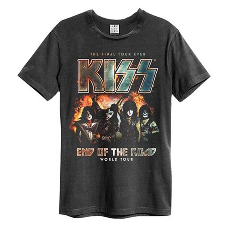 Image of Amplified Amplified Men End Of The Road Tour Kiss T-Shirt in Charcoal Size: X-Small Charcoal XS Male 5063107763587