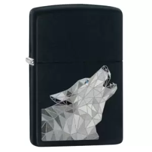 image of Zippo Black Matte 218 Polygonal Wolf Design windproof lighter