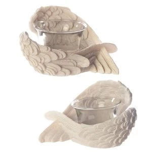 Image of Winged White Angel Resin and Glass Votive Holder (1 Random Supplied)