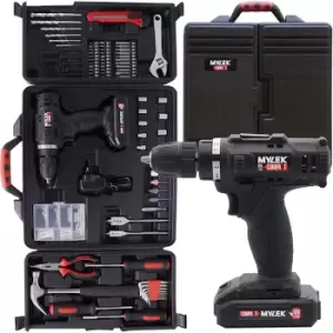 image of Mylek 18V Cordless Drill 130 Piece Tool Accessory And Carry Case