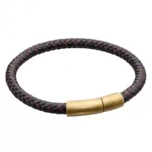 image of Reborn Two Tone Brown Recycled Leather Bracelet B5326