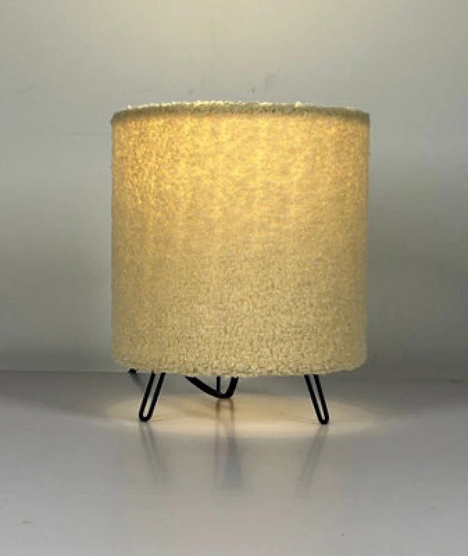 Image of K Living Miami Cozy Elegance Cream Teddy Velvet Table Lamp
