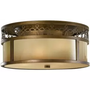 Image of Loops - 3 Bulb Flush Light Light Low Ceiling Astral Bronze LED E27 60W Bulb