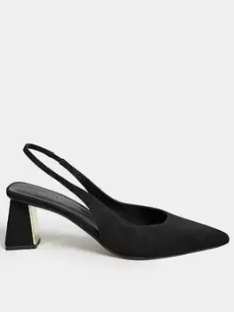 image of Yours Extra Wide Fit Point Slingback Mid Heel Court Shoe Black, Size 10Eee, Women