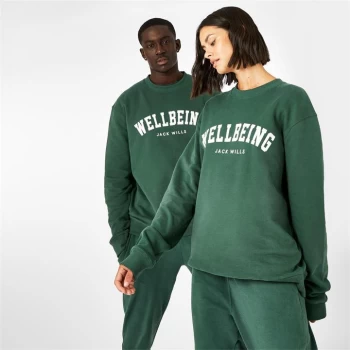 image of Jack Wills Unisex Wellbeing Crew Neck Sweatshirt - Dark Green