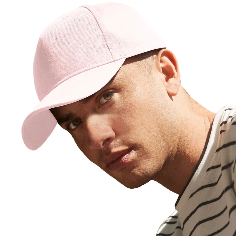 Image of Beechfield Beechfield Men 6 Panel Cotton Baseball Cap in Pink Pink One Size Male 5063300285473