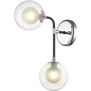 Image of Impex Remy 2 Light Wall Lamp Chrome Black