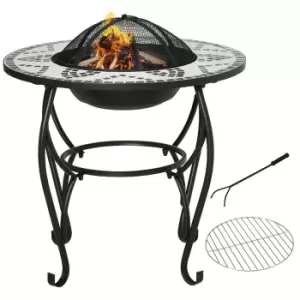 image of Outsunny 3-in-1 Outdoor Fire Pit Garden Table With Bbq Grill Screen Cover