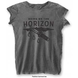 Image of Bring Me The Horizon: Wound with Burn Out Finishing Ladies Medium T-Shirt - Grey