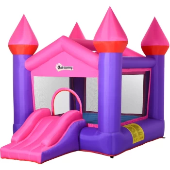 image of Outsunny - Kids Bounce Castle House Inflatable Trampoline Slide 2 in 1 with Inflator for Kids Age 3-10 Multi-color 3.3 x 2.2 x 2.55m