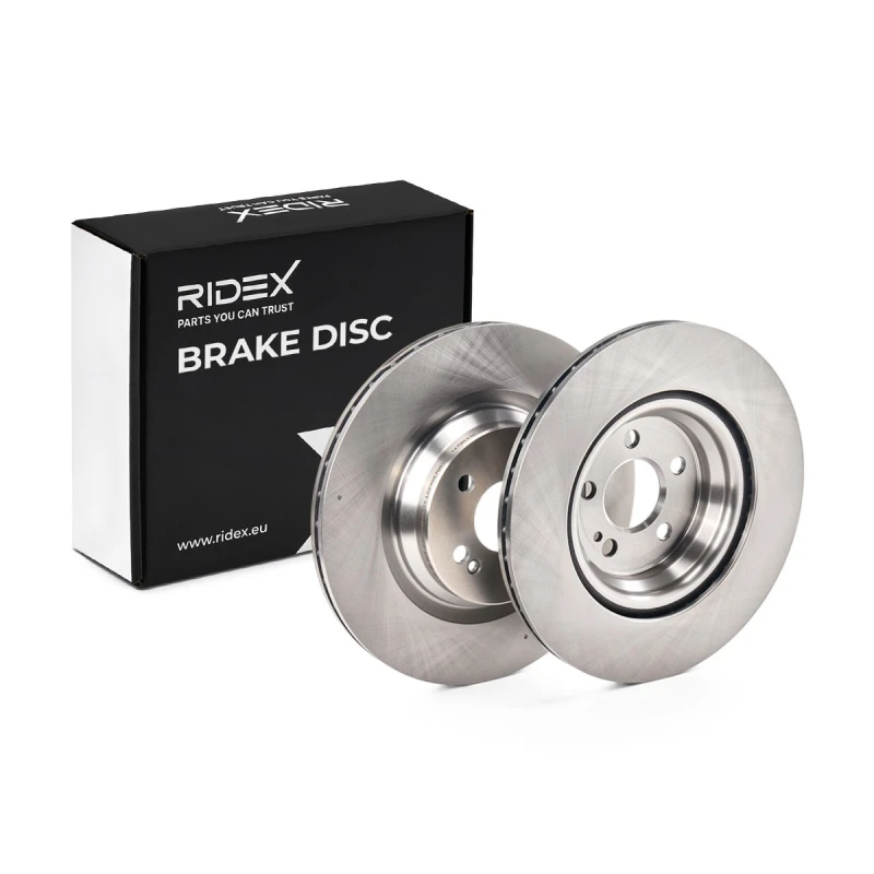 Image of RIDEX 82B3227 Brake disc Rear Axle, Vented, Cast Iron, Uncoated, Untreated, without wheel studs Cast Iron Brake Disc (82)